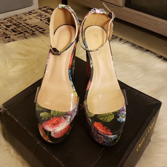 🆕️Clear PVC Strap Floral Platform Heels sz 7 - Picture 6 of 9